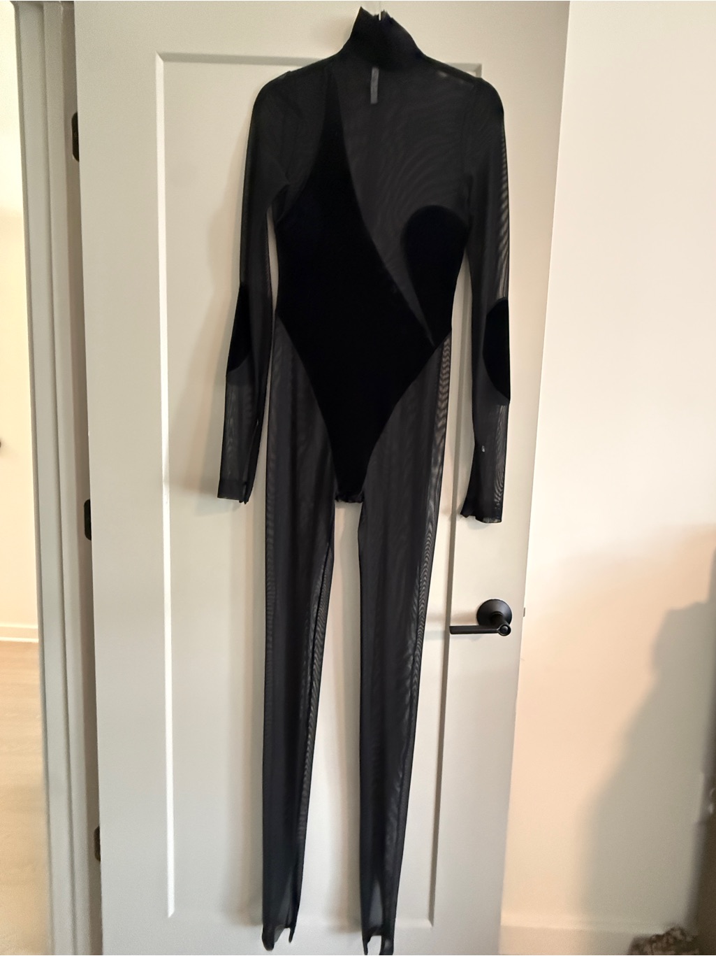 Laquan Smith Black Sheer Velvet Catsuit — image 5 of 8